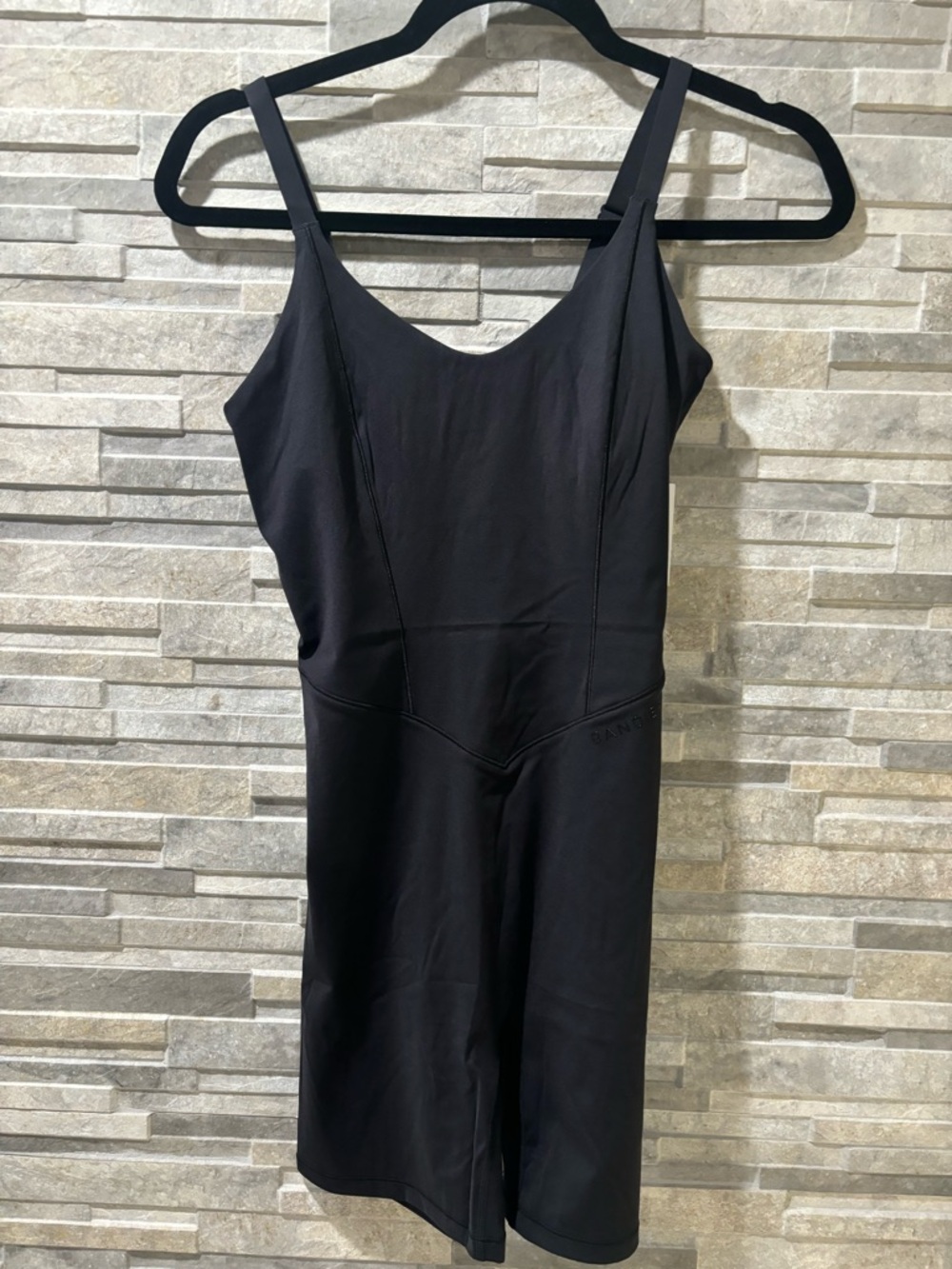 Bandier black soléi sport 4in short catsuit size xs